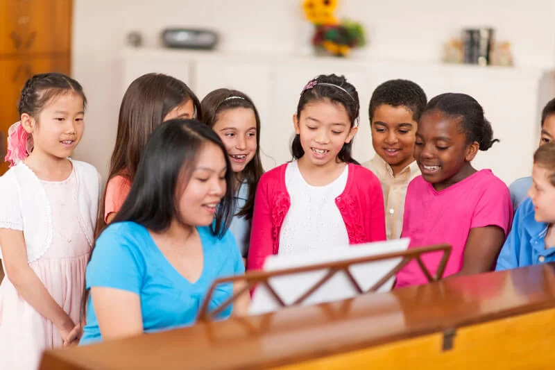 Teacher with students