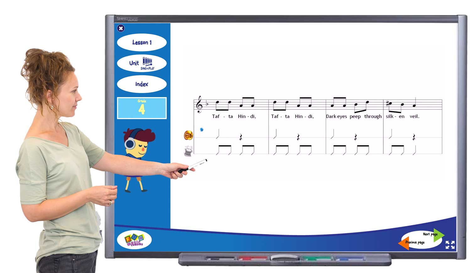 Primary Music Curriculum on a whiteboard