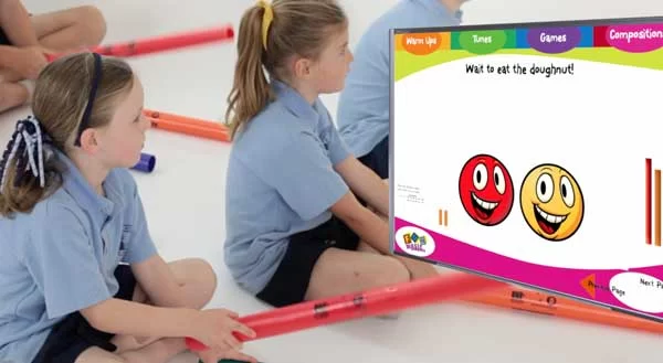 Children playing boomwhackers with Fun Music Company Boomwhacker Beatz 
