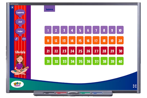 Ukulele_ProgramOnBoard Teaching ukulele screen from the ukulele program