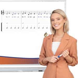 Grade One Music Lessons on a whiteboard