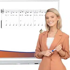 Grade One Music Lessons on a whiteboard