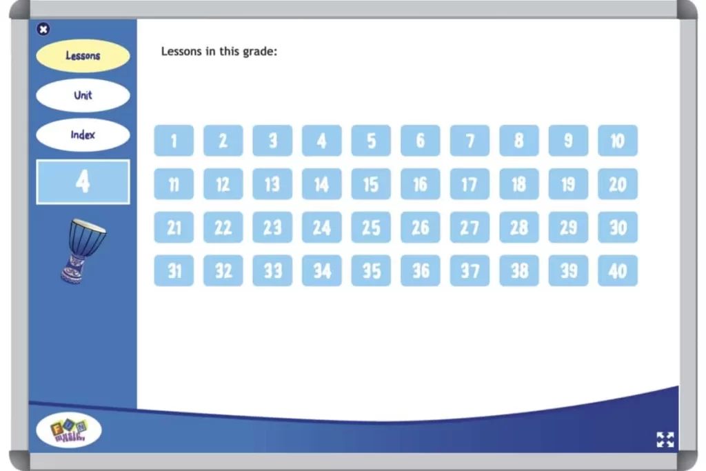 LessonMenuPagesSeries.005 Grade Four Music Lessons Menu Page