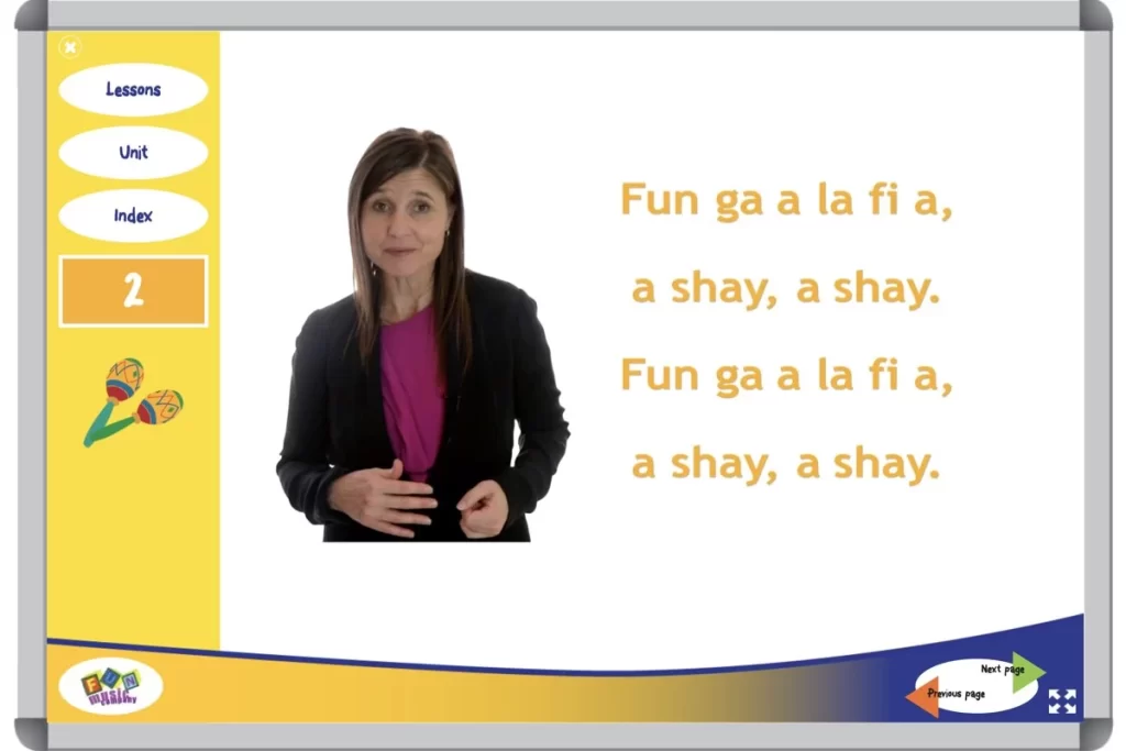 Singing play along from the music curriculum