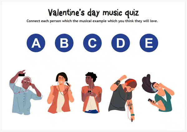 Worksheet from Elementary Music Valentines Lesson Plans