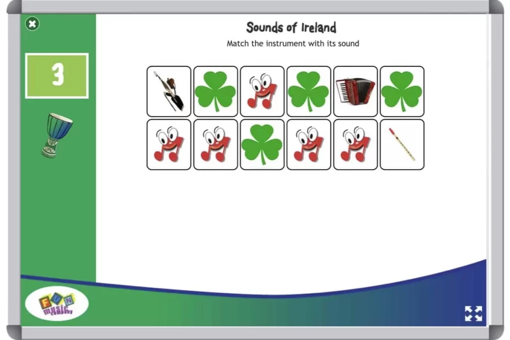 St Patricks Day Musical Instrument Matching Game