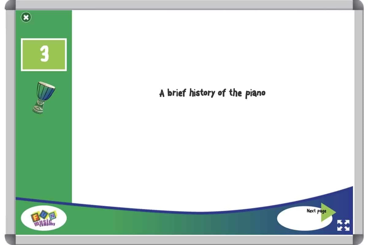 Grade 3 Music Sub Lesson on the history of the piano