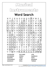 Word Search 12 Music Word search #12