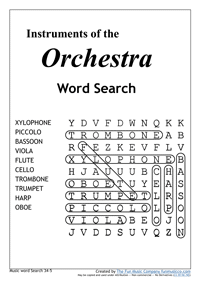 Music Word search #14 Orchestral Instruments
