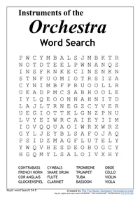 Word Search 15 Music Word search #15 Instruments of the Orchestra Advanced