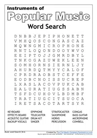 Music Word search #18 Popular Music Instruments