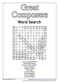 Music Word search #20 Great Composers