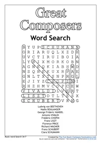 Word Search 20 Music Word search #20 Great Composers