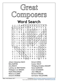 Word Search 21 Music Word search #21 Great Composers