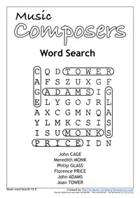 Music Word search #22 Composers