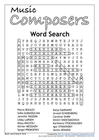 Word Search 24 Music Word search #24 Composers