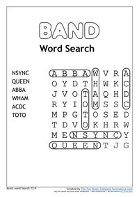 Music Word search #25 Band Word Search