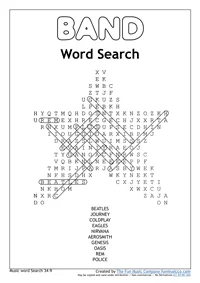Band Word Search Intermediate Music Word search #26 Band Word Search Intermediate