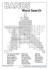 Bands Word Search Advanced