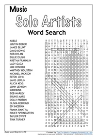 Solo Artists Word Seardh Advanced Solo Artists Word Search Advanced