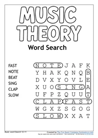 Word Search 31 Music Theory Easy Word Search 31 Music Theory Easy