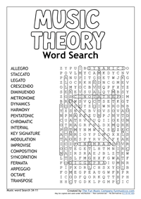 Word Search 33 Music Theory Advanced