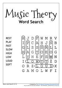 Word Search 34 Music Theory Easy 2