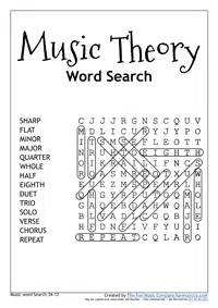 Word Search 35 Music Theory