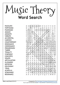 Word Search 36 Music Theory