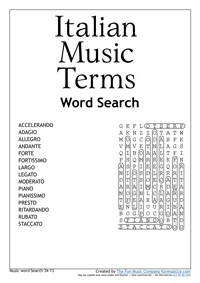Italian Terms Word Search 37 Italian Terms Word Search 37