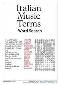Italian Terms Word Search 38
