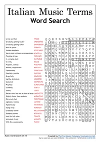 Music Theory Word Search 39 Italian Music Theory Word Search 39