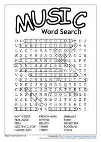 Word Search 6 Music Word search #6