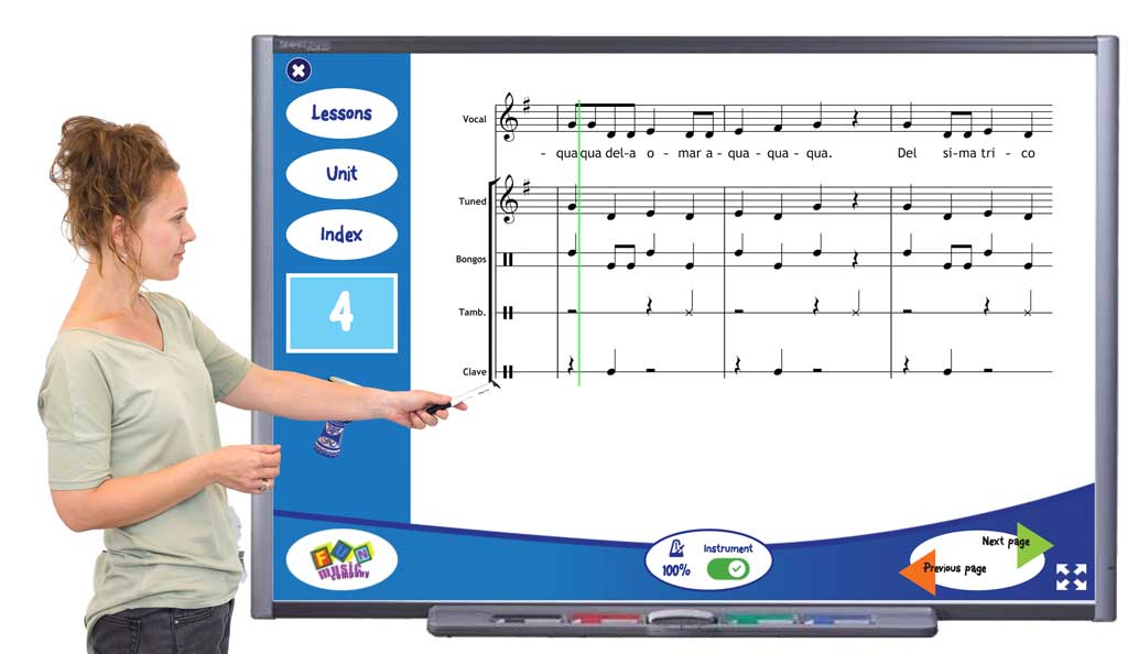 Primary Music Curriculum on a whiteboard