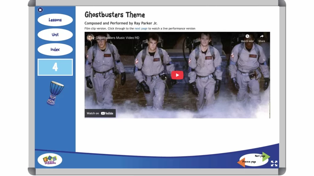 Grade 4 Halloween Music Lesson on Ghostbusters Theme