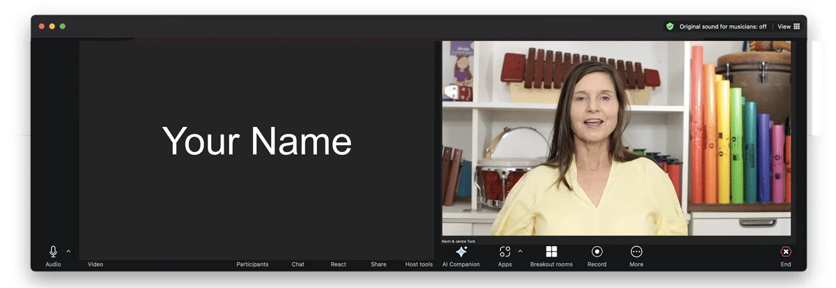 Zoom call with Janice Tuck and/or Fun Music Comapny Team