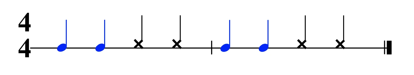Bucket drumming pattern three notation - beginner rhythm exercise