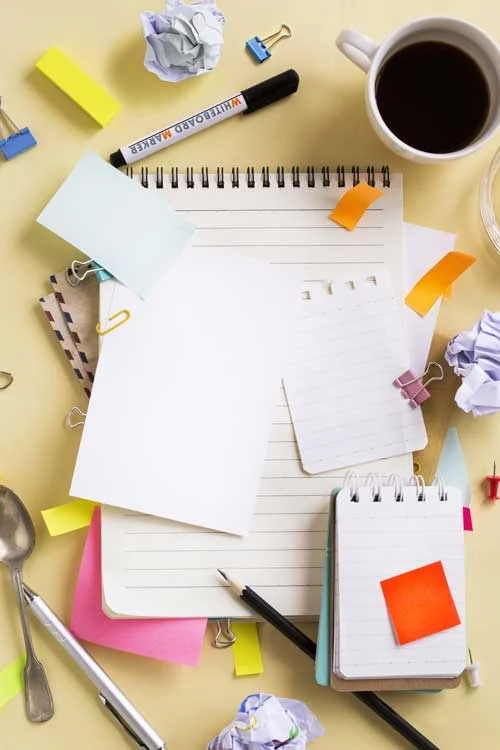 Stock_MessyDeskPreparation A music teachers messy desk - typical of the preparation required for music lessons