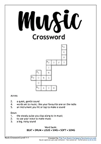 Crosswords_Level1_ Music Crossword Easy Level #1