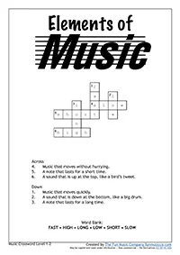 Crosswords_Level1_2 Elements of Music Crossword Level 1 Easy