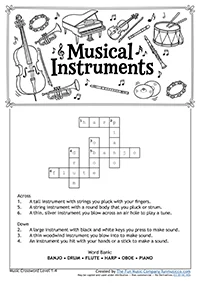 Crosswords_Level1_4 Easy Musical Instruments Crossword