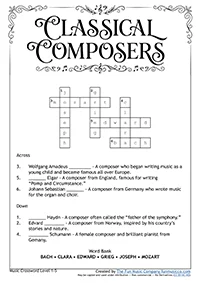 Crosswords_Level1_5 Easy Music Composers Crossword