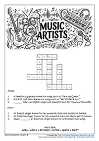 Crosswords_Level1_6 Contemporary Music Artists Crossword Easy