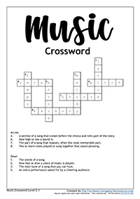 General Music Crossword Level 2 for Grades 3-4 General Music Crossword Level 2 for Grades 3-4