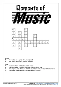 Crosswords_Level2_2 Crossword on Elements of Music Moderate Difficulty