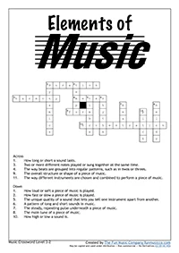 Crosswords_Level3_2 Elements of Music Crossword Suitable for Upper Primary or Secondary Students